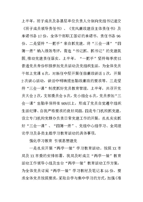 市地税局党组落实全面从严治党主体责任情况汇报