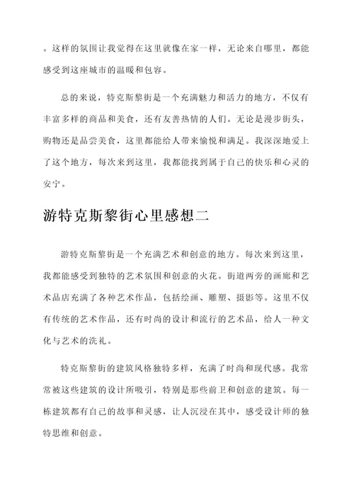 游特克斯黎街心里感想