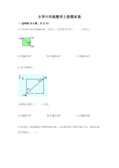 小学六年级数学上册期末卷及完整答案（各地真题）.docx