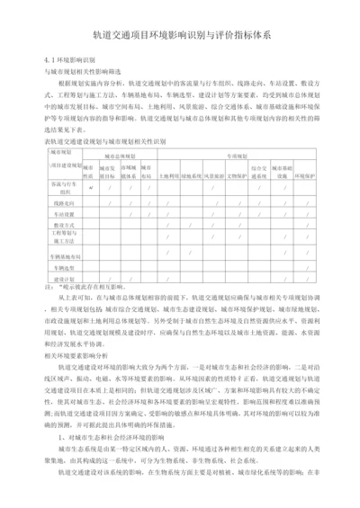 轨道交通项目环境影响识别与评价指标体系.docx