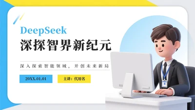 蓝黄色简约几何DeepSeek介绍科普PPT模板