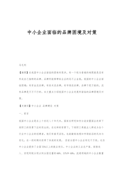 中小企业面临的品牌困境及对策.docx