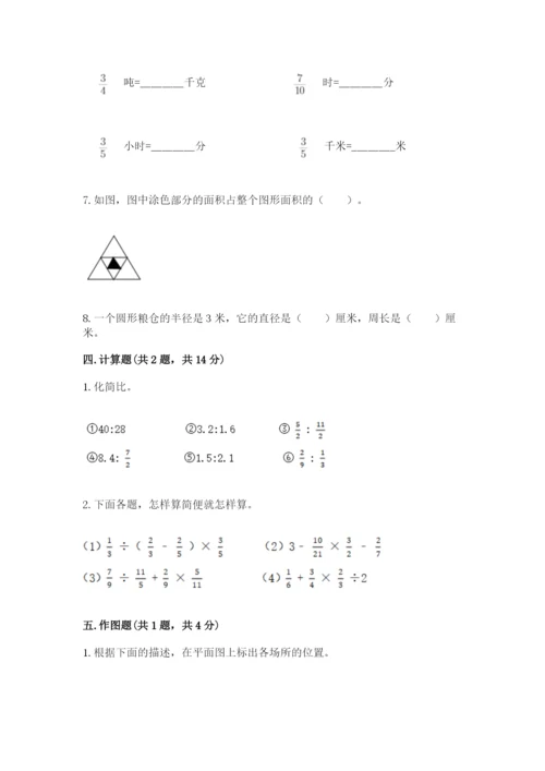 六年级上册数学期末测试卷含答案【夺分金卷】.docx