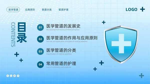 蓝色简约护理管道安全管理PPT模板宣传PPT动态PPT护理安全管理