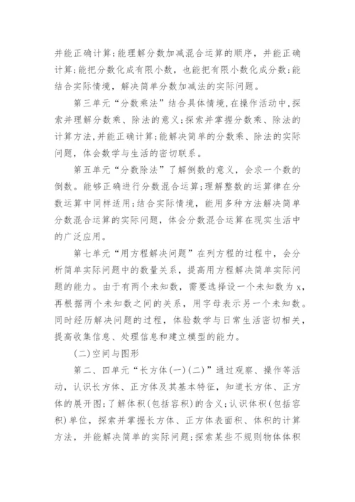 人教版小学五年级下册数学教学计划.docx