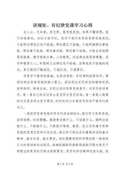 讲规矩、有纪律党课学习心得.docx