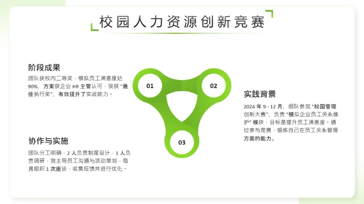 绿色简约风通用版大学生职业生涯发展展示职业生涯规划PPT模版