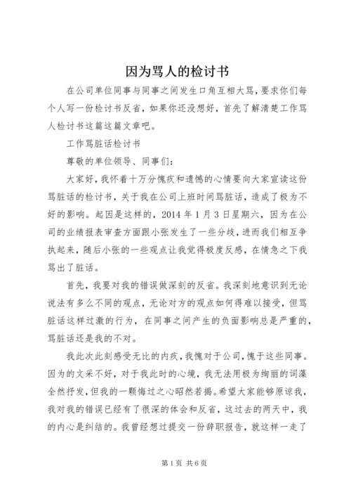 因为骂人的检讨书 (2).docx