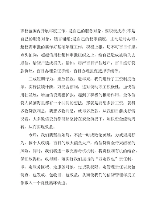 2023年终信贷员工作总结模板