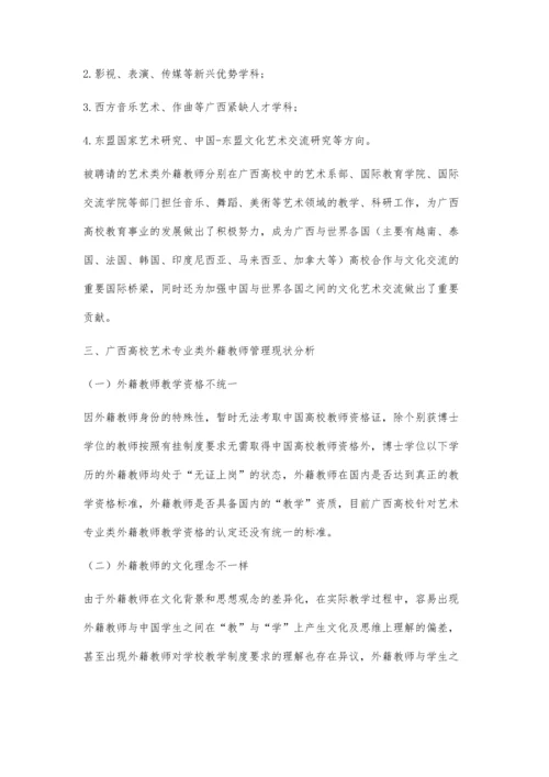 一带一路背景下广西高校对艺术类外籍教师的管理工作初探.docx