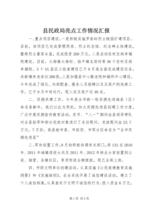 县民政局亮点工作情况汇报.docx