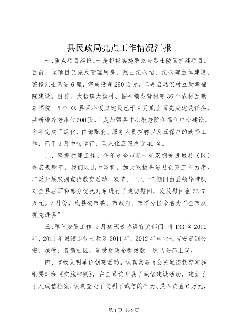 县民政局亮点工作情况汇报.docx