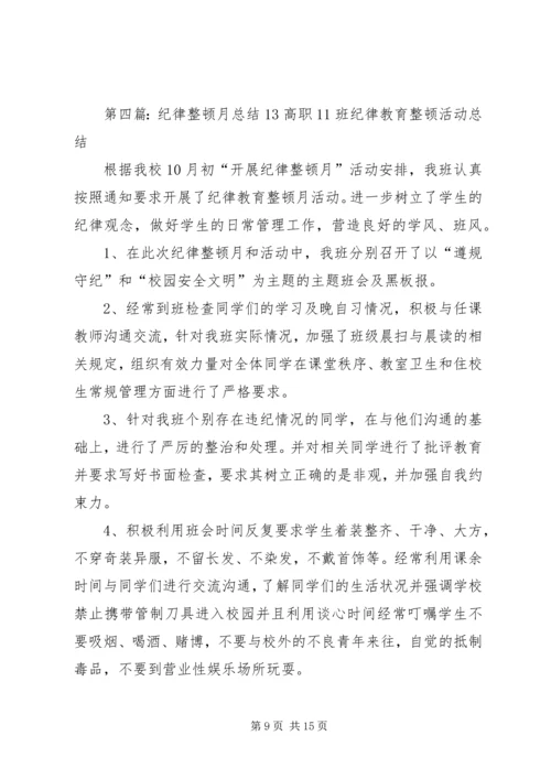 纪律卫生整顿月工作计划.docx