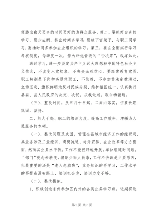 领导个人整改方案(经贸).docx