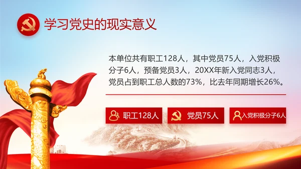 红色基层党建党支部年终工作述职PPT
