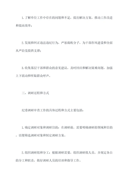 纪委调研审查工作报告