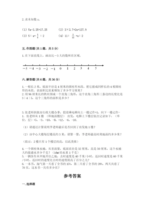 长丰县六年级下册数学期末测试卷必考题.docx