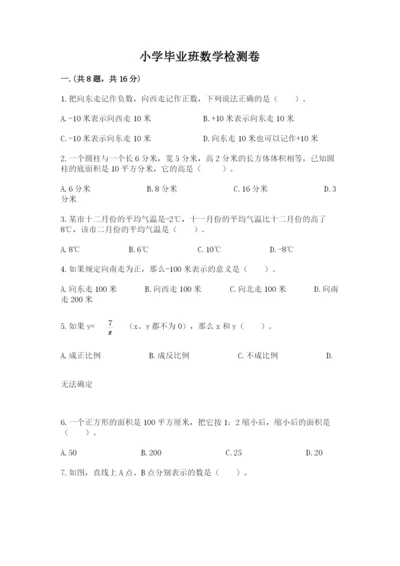 小学毕业班数学检测卷及完整答案（全国通用）.docx
