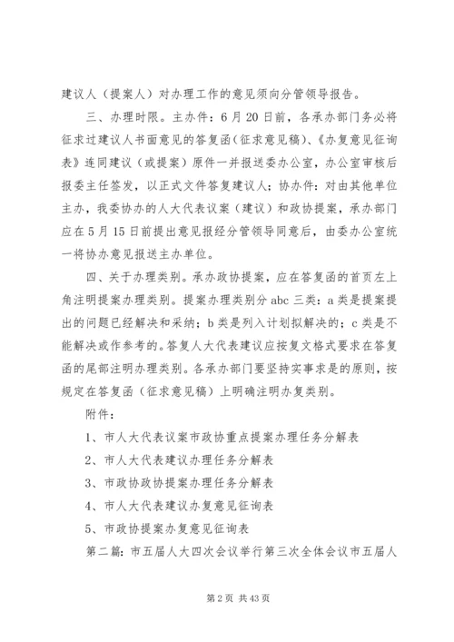 关于做好市人大第十四届五次会议代表建议.docx