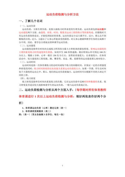 运动负荷检测与分析方法