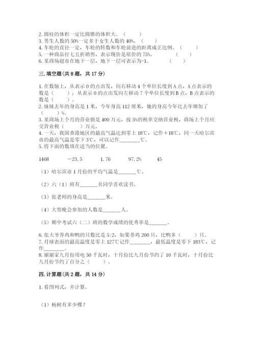 楚雄市六年级下册数学期末测试卷及完整答案1套.docx