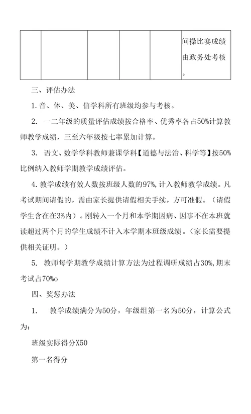 学校教师教学成绩评估办法