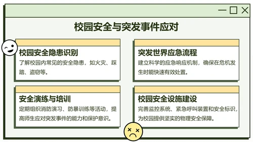 黑白猫绿色卡通风安全教育