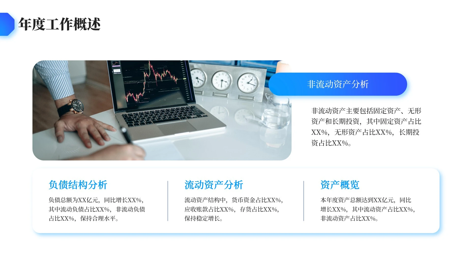 蓝色商务风金融财务年终总结PPT单页