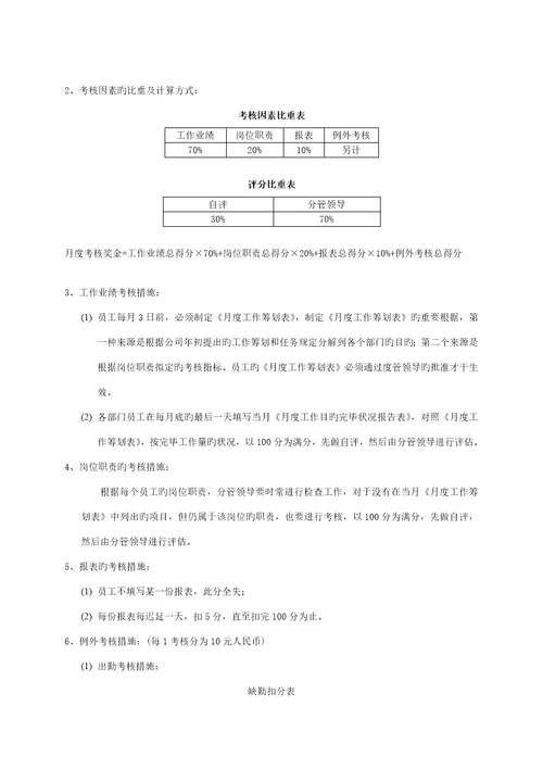 中小型企业绩效考核方案实例