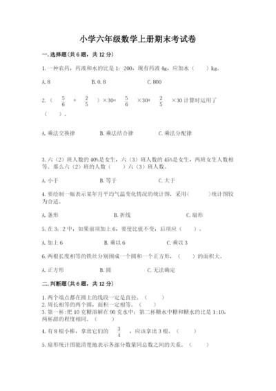 小学六年级数学上册期末考试卷附完整答案（有一套）.docx