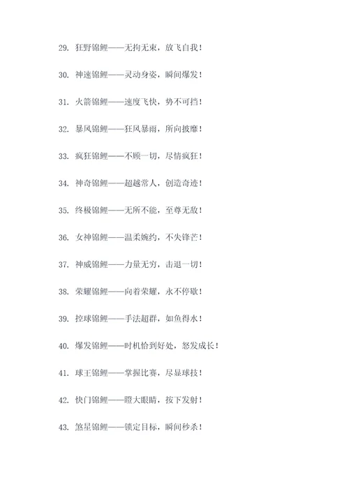 有关锦鲤的队名和口号