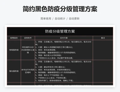 简约黑色防疫分级管理方案