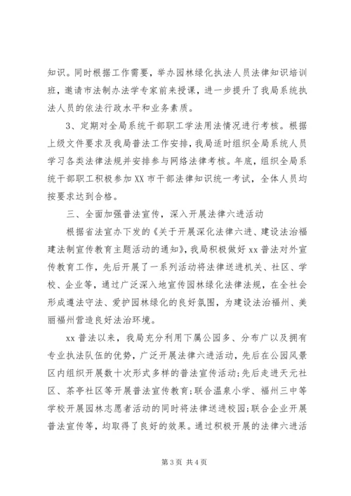 园林局普法工作自查报告范文.docx