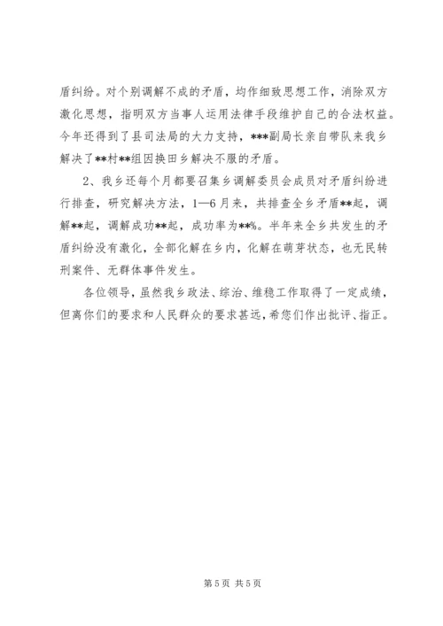 乡镇政法综治半年工作汇报材料.docx