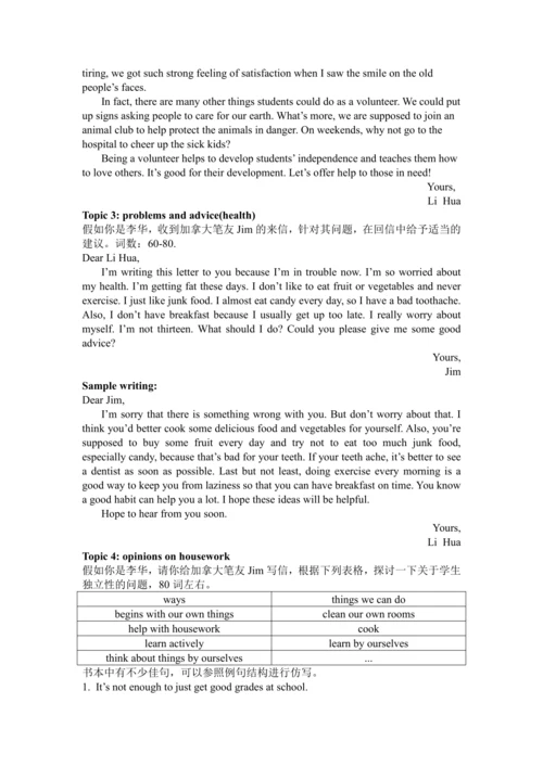 人教版英语八下期中复习写作学案