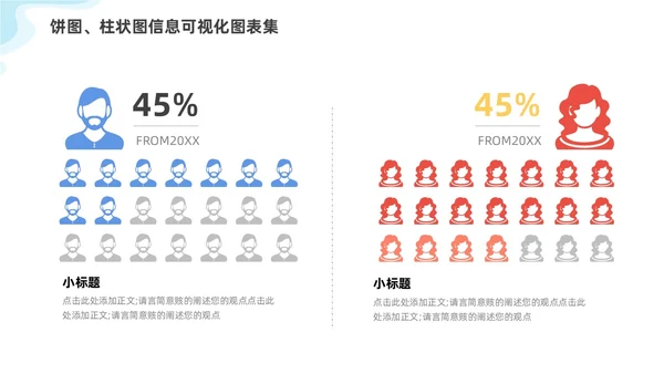 通用多彩饼图柱状图信息可视化图表集PPT