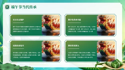 绿色国风端午节文化传承与习俗PPT模板
