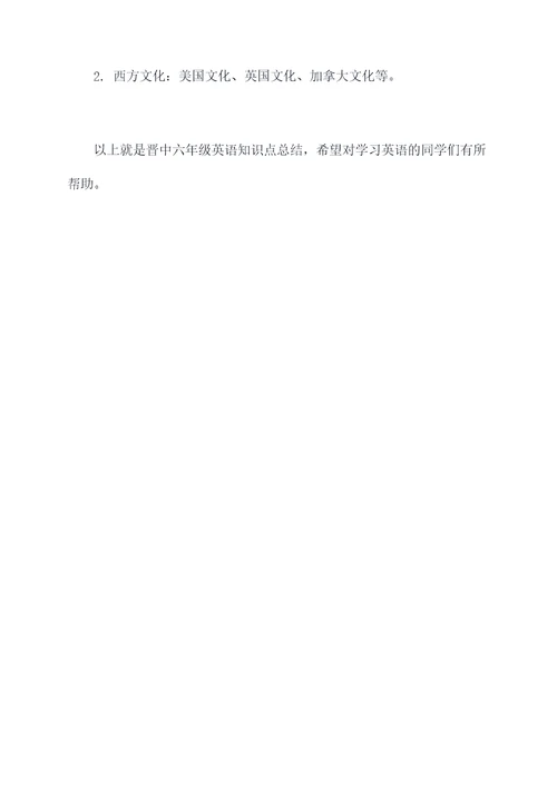晋中六年级英语知识点总结