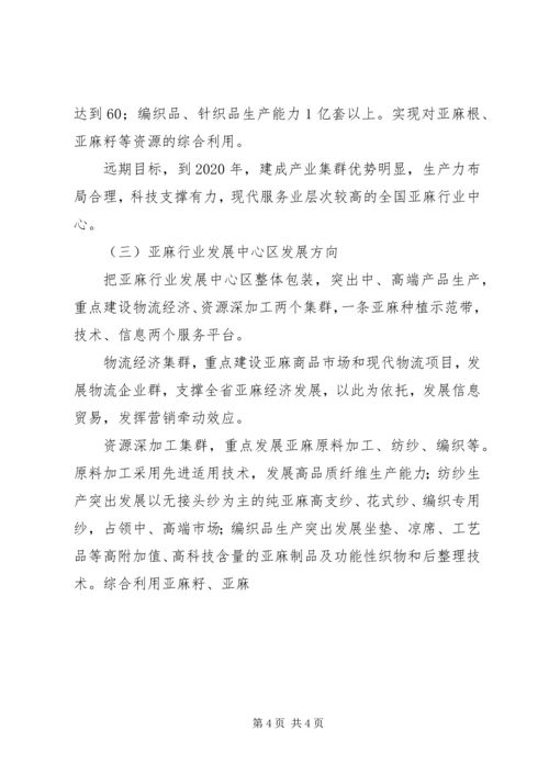 关于支持某县建设省亚麻行业发展中心区的请示 (5).docx