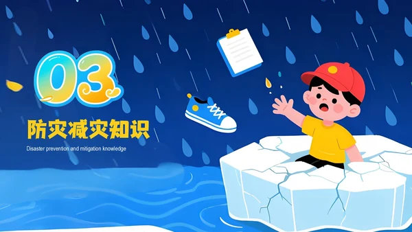 蓝色卡通风防灾减灾意识安全知识PPT模板