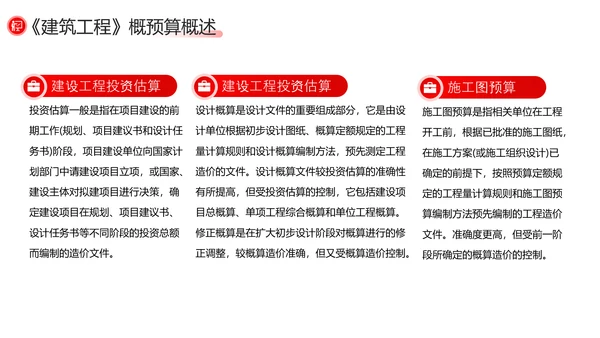 建筑工程预算概述，红色党政风PPT模板