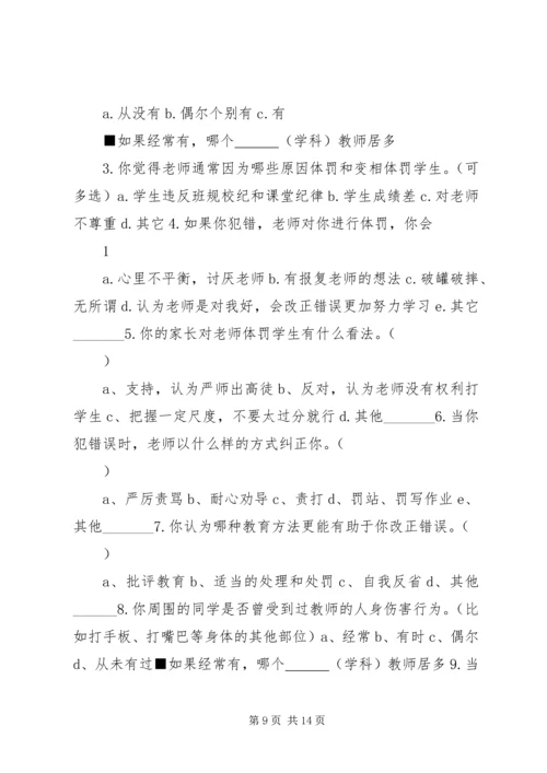 关于体罚的问卷调查.docx