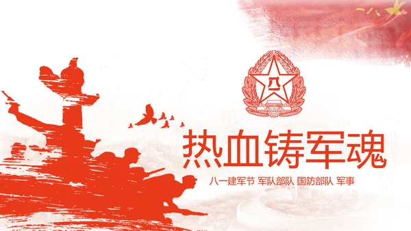 震撼八一军队部队国防军事改革PPT模板