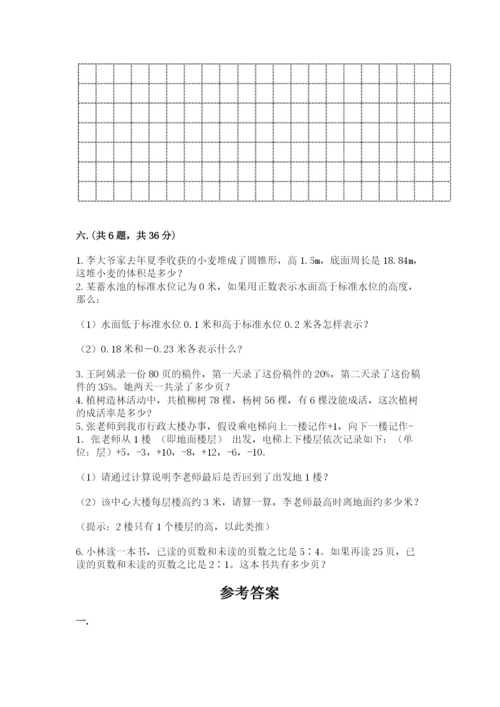 小学六年级下册数学摸底考试题附参考答案（a卷）.docx