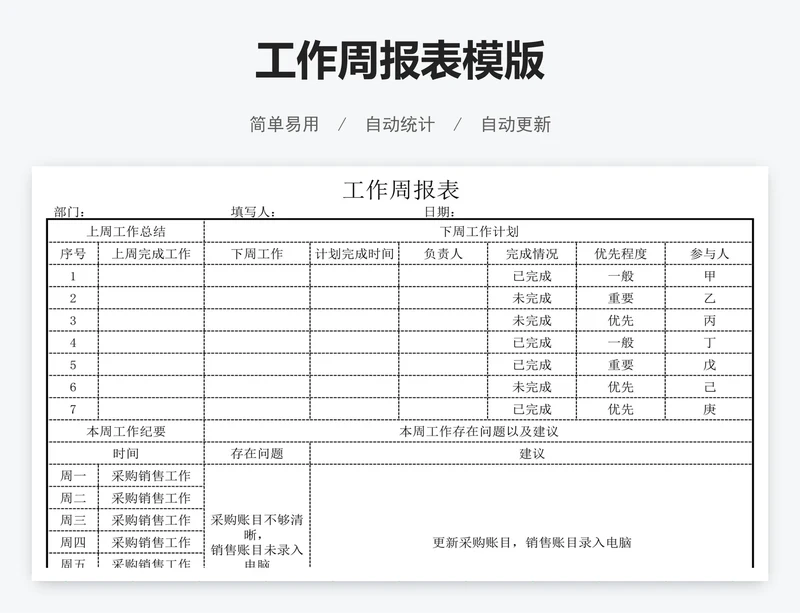 工作周报表模版