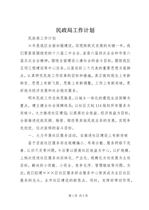 民政局工作计划 (9).docx