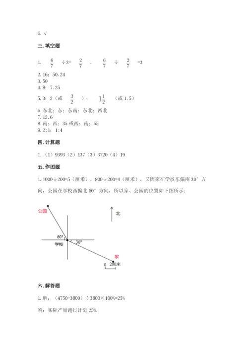 小学六年级上册数学期末测试卷附参考答案【名师推荐】.docx