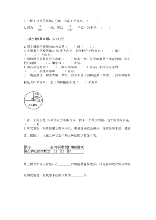 小学数学六年级上册期末测试卷带答案解析.docx