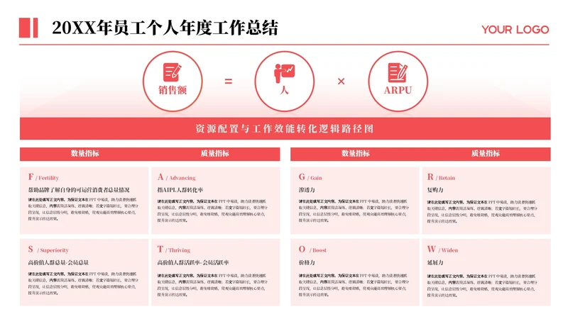 红色简约风8项列表PPT单页