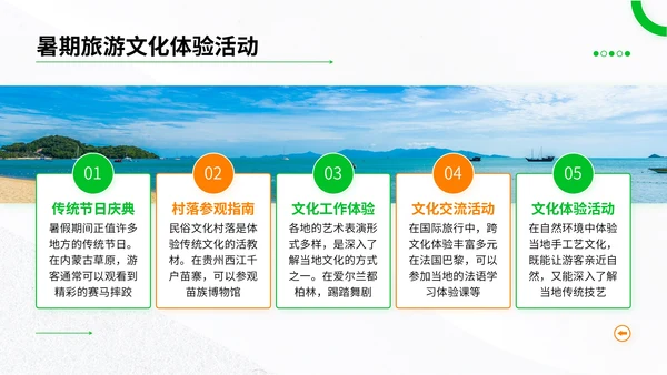 绿色简约风暑期旅游全攻略：玩转夏日精彩时光PPT模板